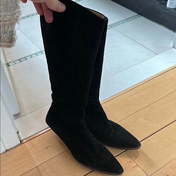 Salvatore Ferragamo Shoes - Ferragamo Kitten heel knee high suede boots